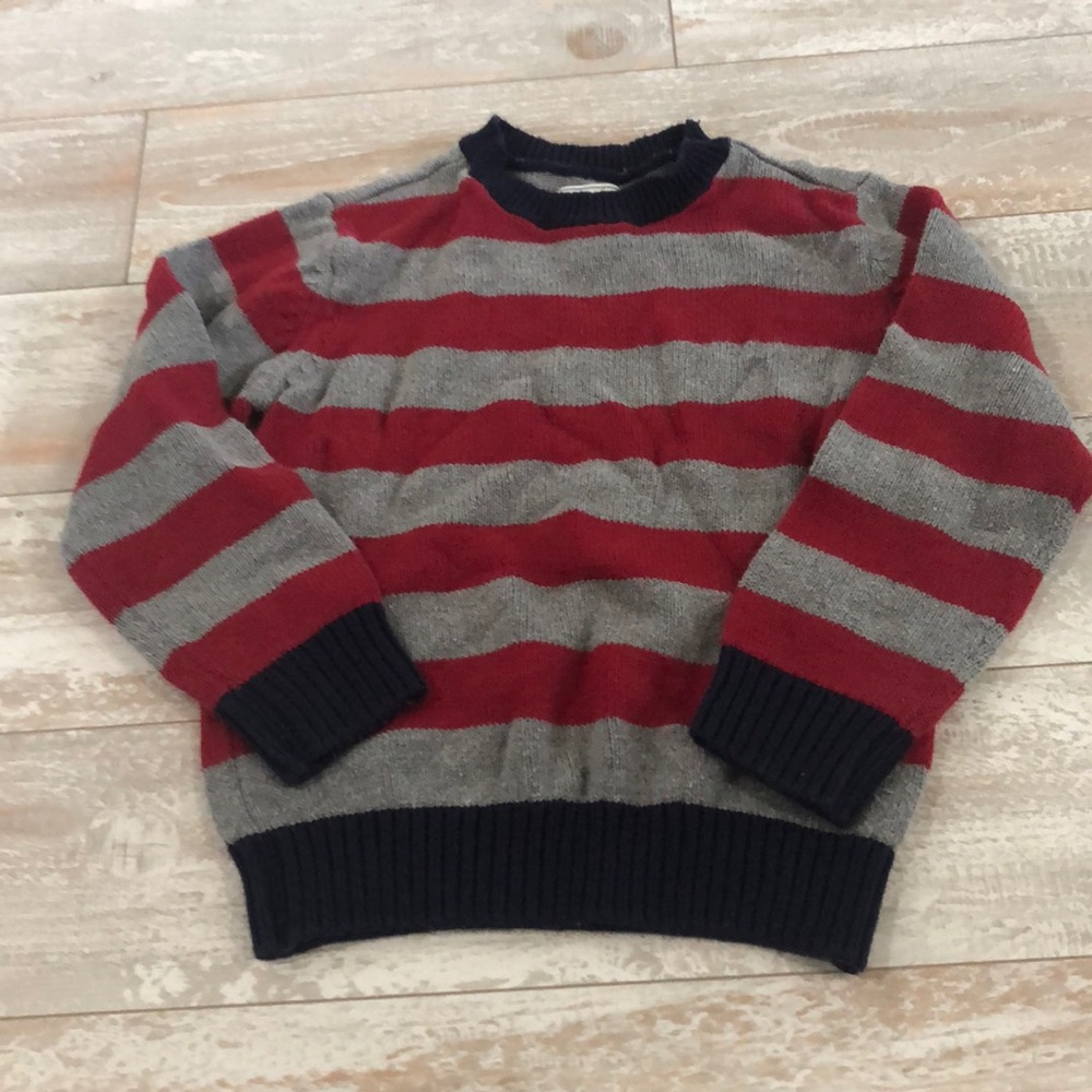 Red and gray striped sweater xs